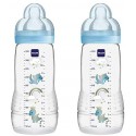 MAM Easy Start Self Sterilising Anti-Colic Baby Bottle 2 Pack, 260 ml with Medium Flow MAM Teats, Newborn Essentials, Blue (Designs May Vary)