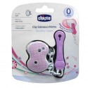 Chicco Soother Clip with Chain - Pink