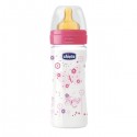 Chicco Well-Being Rubber Baby Bottle PP Medium Flux Pink 2m+