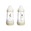 MAM Easy Start Self Sterilising Anti-Colic Baby Bottle 2 Pack, 260 ml with Medium Flow MAM Teats, Newborn Essentials,beige(Designs May Vary)