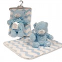 PLUSH TEDDY TOY WITH ZIG-ZAG BLANKET ON HANGER