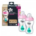 Tommee Tippee Closer To Nature 2* 340ml Decorated Bottles (pink)